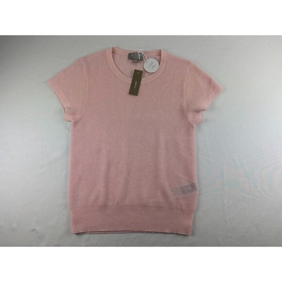 NWT J. Crew Ribbed Featherweight Cashmere T-shirt Soft Blossom Pink Size Small - Picture 2 of 7
